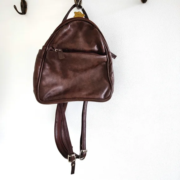 Small purse size brown leather backpack 90s / Y2K - Picture 7 of 8